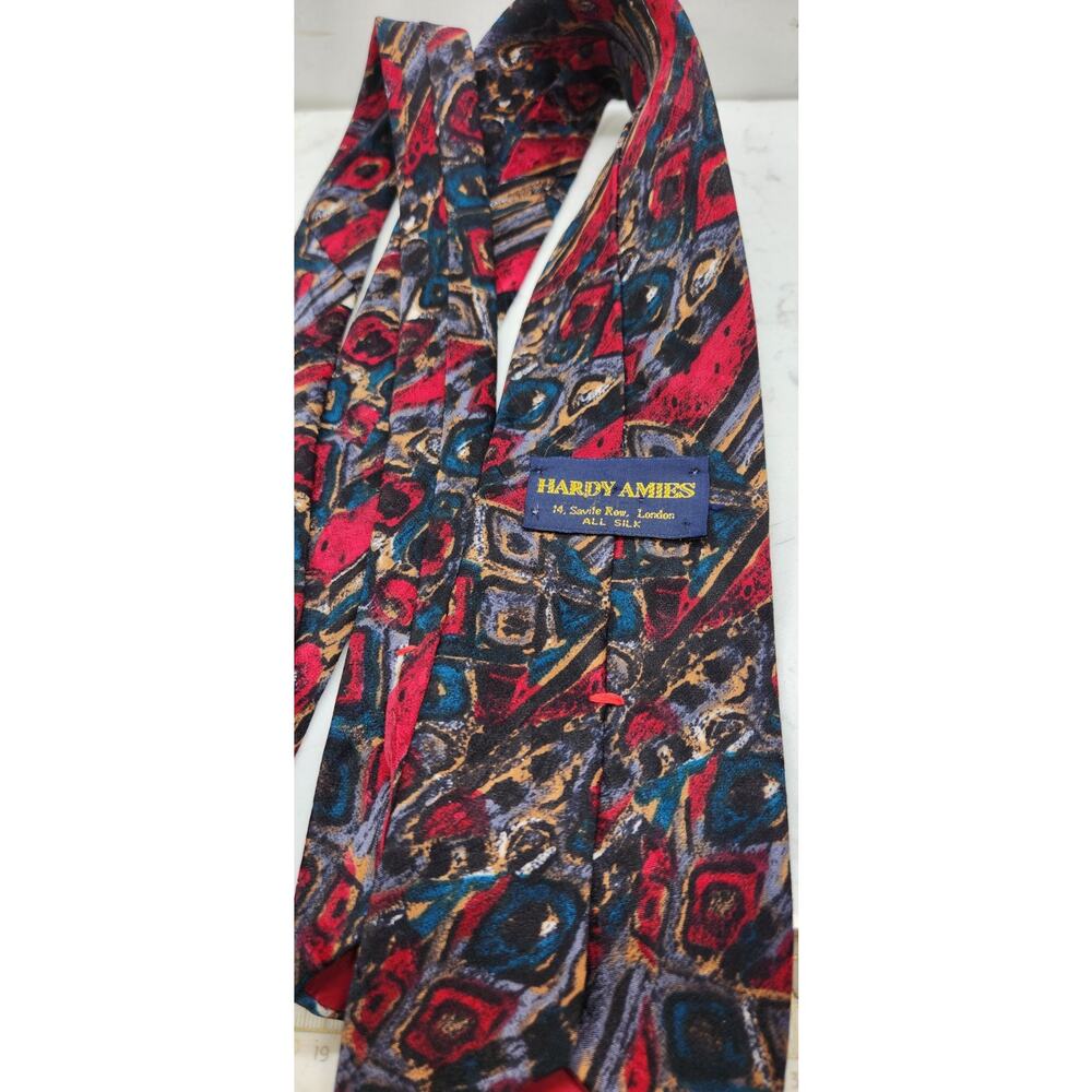 Vintage Hardy Amies Men's Tie Silk Abstract Designer Necktie - Picture 3 of 4